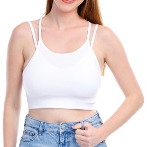 90 Degree Womens Ribbed Seamless Double Layer Sports Bra