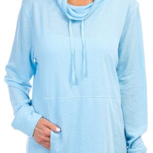Reel Legends Womens Solid Drawstring Cowl Neck Sweatshirt