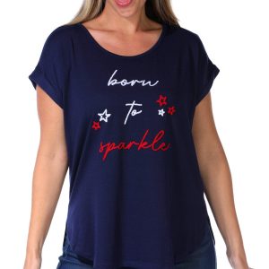 Violets Are Blue Women's Embroidered Born To Sparkle Top
