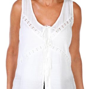 Bunulu Womens Sleeveless Knit Tie Down Top