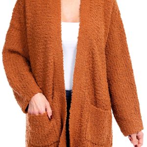 Bobeau Womens Solid Popcorn Cardigan