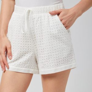 Greige Womens Eyelet Drawstring Shorts