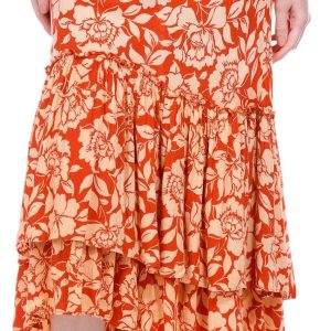 Bunulu Womens Ruffle Tier Floral Maxi Skirt