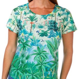 Coral Bay Women's Short Sleeve Summer Green Top