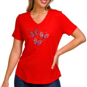 Coral Bay Womens Americana Butterfly Top
