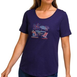 Coral Bay Womens Americana Beach Scoop Neck Top