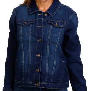 Adrianne Vittadini Womens Long Sleeve Denim Trucker Jacket