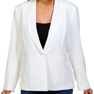 Kasper Plus Long Sleeve Princess Seam Crepe Blazer