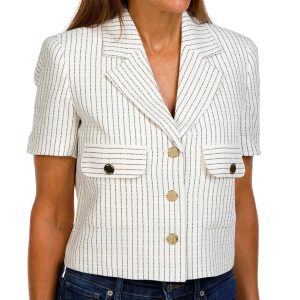 Nine West Womens Cropped Button Down Jacket