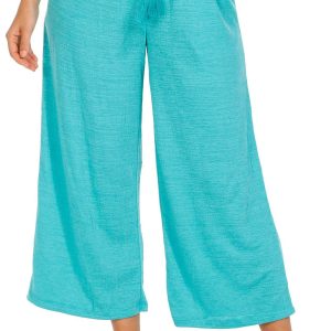 Coral Bay Womens Solid Cropped Wide Leg Pants