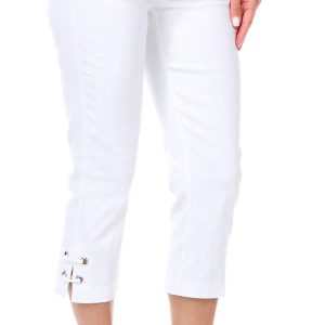 Bella Rose Women's Solid Grommet Capris