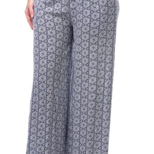 Kaktus Women's Wide Leg Blue Geo Pull On Pants