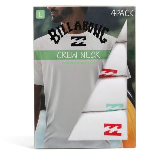 Billabong Mens 4-PK Crew Short Sleeve Undershirt
