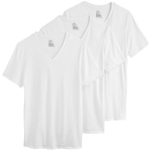 Jockey Mens 3 Pk Cotton V-Neck Short Sleeve Undershirts