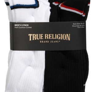 True Religion Mens 8-Pk Half Cushion Crew Assorted Socks