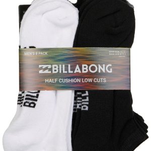 Billabong Mens 8-Pr. Half Cushioned Low Cut Socks