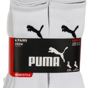 Puma Mens 6 Pk 1/2 Terry Crew Sportstyle Socks