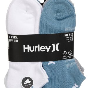 Hurley Mens 6-Pr. 1/2 Terry Low Cut Socks-Multi