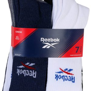 Reebok Mens 7 Pk 1/2 Terry Crew Socks