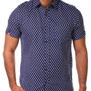 Ben Sherman Men's Buttoned Short Sleeve Waffle Check Shirt
