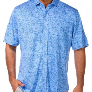 Tailorbyrd Men's Short Sleeve Tropical Tonal Golf Polo