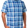 Chaps Mens Short Sleeve Plaid Button Down Shirt