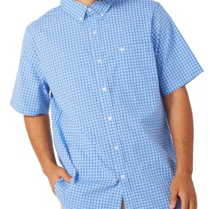 Chaps Mens Short Sleeve Plaid Button Down Shirt
