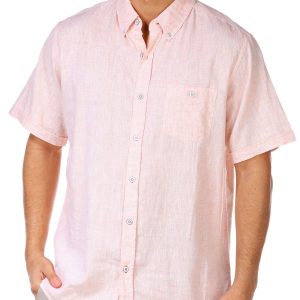 Weatherproof Vintage Mens Short Sleeve Linen Cotton Shirt