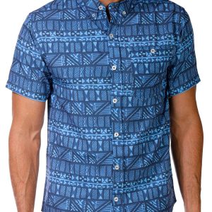 ANGLR Men's Short Sleeve Native Block Button Down Shirt