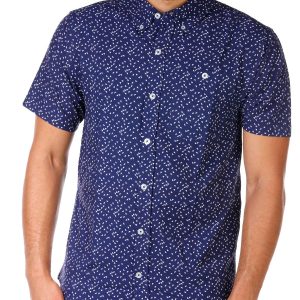 ANGLR Men's Short Sleeve Mini Triangles Button Down Shirt