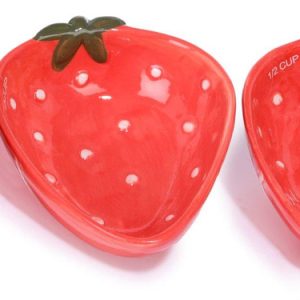 Creative Coop 4 Pk Strawberry Stoneware Measuring Cups