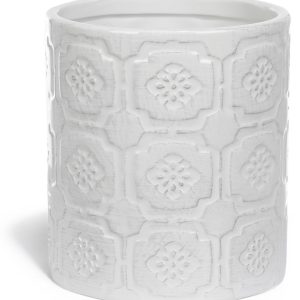 Home Essentials 6 in Embossed Tile Utensil Holder Crock