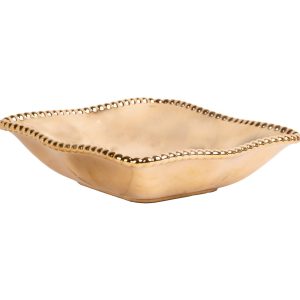 Home Essentials 10 in. Square Matt Gold Bead Serving Bowl