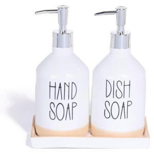 PD Home 2 Pc Soap/Lotion Dispenser Pumps with Tray