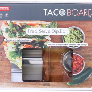 Acacia Taco Board with 2 Condiment Cups