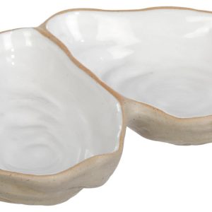 Creative Coop Stoneware Oyster Shell Shaped Dish