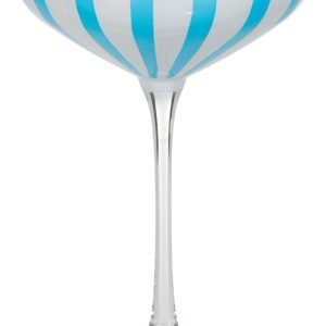 Home Essentials Cabana 8 oz Blue Striped Coupe Glass