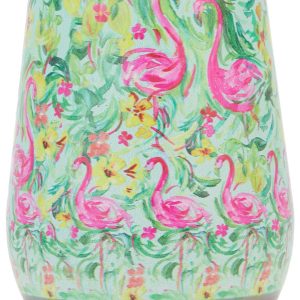 Meteor 12 oz Stainless Flamingo Lemon Wine Tumbler