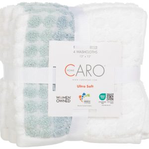Caro Home 4 Pk Dots Stripes Ultra Soft Washcloths
