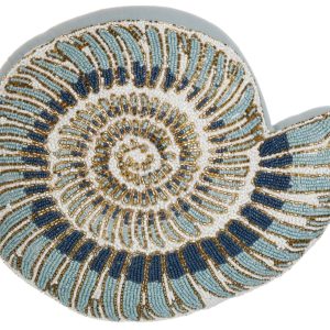 PD Home 16 in Shell Embellished Decorative Pillow