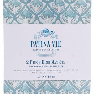 Patina Vie 2 Pk Blue Scallop Print Dish Mats