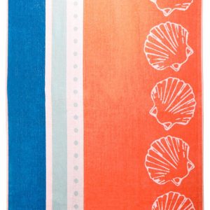 Pisces Global 34x68 Blue Stripe Seashell Beach Towel