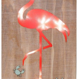Beach Combers 17-Inch LED Flamingo Wall Art