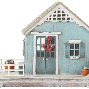 Beach Combers 8 in Resin Blue Fishing Shack Figurine
