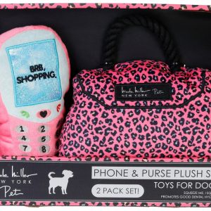 Nicole Miller 2 Pc Handbag and Cell Phone Dog Toy Set