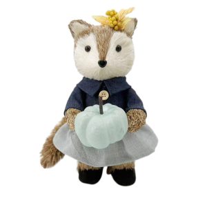 Brighten the Season 11 in.Sisal Fox Girl With Pumpkin Decor