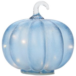 Brighten the Season 7 in Glass Blue LED Pumpkin