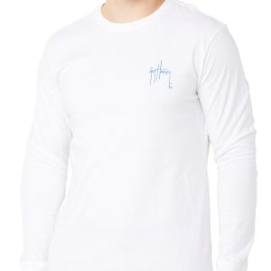 Guy Harvey Mens Long Sleeve Blue Hawaiian Tee