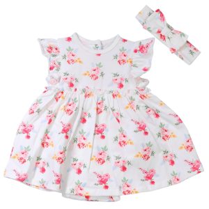 Little Me 2 PC Roses Dress With Headband