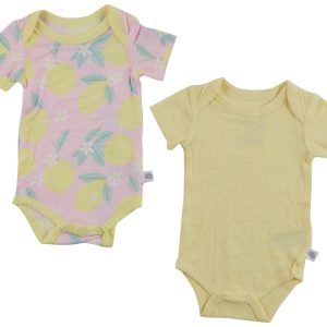 Sleep On It Baby Girl 2 Pk Bamboo Lemon Bodysuit Set